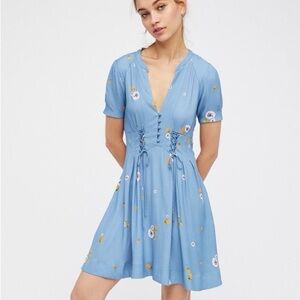 Free People Blue Floral Mini Dress
